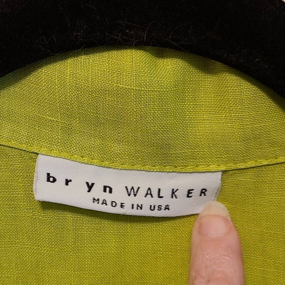 Bryan Walker Chartreuse Linen Button Down Blouse … - image 4